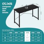 OLIXIS 47 Inch Home Office Desk, Small Computer Work Table with X-Shaped Reinforcement, Home Simple Modern Writing Study Table, Black
