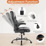 Sweetcrispy Computer Gaming Chair, Ergonomic High Back Heavy Duty Task Desk Office Chairs with Wheels, Flip-up Arms, Adjustable Height, PU Leather,Inky