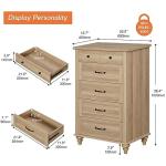 WAMPAT Small Dresser for Bedroom with 5 Drawers & Solid Wood Legs, Mid Century Modern Chest of Drawers Vertical Dressers Storage Organizer, Farmhouse Dresser for Kids Bedroom, Oak