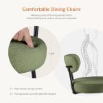 DUMOS Dining Chairs Set of 4, Mid Century Modern Chair Round Upholstered Curved Backrest, Kitchen Vanity Living Room Chairs with Black Metal Legs, Green