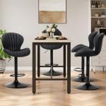 COLAMY Bar Stools Set of 2, Adjustable Modern Swivel Bar Chairs, Faux Leather Upholstered Barstools Counter Height with High Backrest for Bar, Kitchen Island, Dining Room, Black