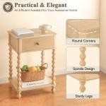AWASEN Night Stand, Small End Table with Storage for Living Room, Farmhouse Bedside Side Table with Spindle Wood Legs for Bedroom, Office, Natural