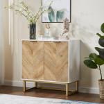 elegant dual-door white & gold accent cabinet for living room storage