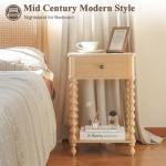 AWASEN Night Stand, Small End Table with Storage for Living Room, Farmhouse Bedside Side Table with Spindle Wood Legs for Bedroom, Office, Natural