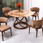 Nordic Luxury Traditional Solid Wooden Dining Room Furniture Wood Round Dining Table Set 4 Chairs