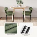 DUMOS Dining Chairs Set of 4, Mid Century Modern Chair Round Upholstered Curved Backrest, Kitchen Vanity Living Room Chairs with Black Metal Legs, Green