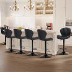 COLAMY Bar Stools Set of 2, Adjustable Modern Swivel Bar Chairs, Faux Leather Upholstered Barstools Counter Height with High Backrest for Bar, Kitchen Island, Dining Room, Black
