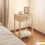 AWASEN Night Stand, Small End Table with Storage for Living Room, Farmhouse Bedside Side Table with Spindle Wood Legs for Bedroom, Office, Natural