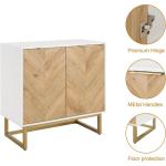 elegant dual-door white & gold accent cabinet for living room storage