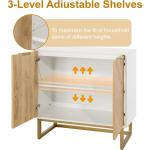 elegant dual-door white & gold accent cabinet for living room storage