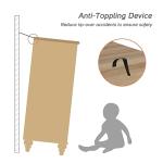 WAMPAT Small Dresser for Bedroom with 5 Drawers & Solid Wood Legs, Mid Century Modern Chest of Drawers Vertical Dressers Storage Organizer, Farmhouse Dresser for Kids Bedroom, Oak