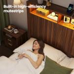 CypBed King Size Bed Frame and Headboard& 2 Storage Drawers, King Bed Frame with LED Light and Charging Port, Farmhouse Wavy Design, Wood & Metal Platform, Noise-Free, No Box Spring Needed, Walnut