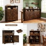 rustic brown wood farmhouse sideboard with barn door storage and open shelf
