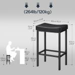 HOOBRO Bar Stools,Set of 3 Bar Chairs, Counter Height Bar Stools, Saddle Stools, Set of 3 Kitchen Stools, 24.8" Barstools, 2.4" Thick Upholstery, for Kitchen, Dining Room, Cafe, Black BB10BYP301