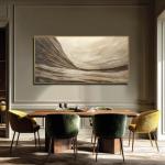 Modern Abstract Wall Art with Frame Brown and Grey Painting Wave Poster Line Canvas for Living Room Bedroom Textured Home Decor 24x48 Inch