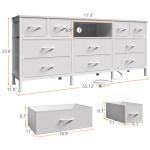 DrawXynth White Dresser for Bedroom with LED Lights and Power Outlets, 55" TV Stand with 10 Drawers & Open Shelves, Fabric Chest of Drawers with PU Finish, Metal Frame, Wood Top (White)