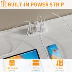 DrawXynth White Dresser for Bedroom with LED Lights and Power Outlets, 55" TV Stand with 10 Drawers & Open Shelves, Fabric Chest of Drawers with PU Finish, Metal Frame, Wood Top (White)