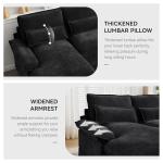 125" U Shaped Cloud Modular Sectional Couch for Living Room, Small Comfy Chenille Sofa with Double Chaise Lounge, Storage Central Console, Cup Holders, USB Port,Black