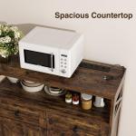 rustic brown wood farmhouse sideboard with barn door storage and open shelf