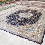 Handmade Turkey Hereke Rug 305x427 Cm Medallion Blue Persian Silk Carpet Traditional Oriental Floor Covering for Home Decor