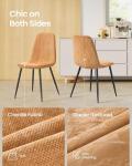 VASAGLE Dining Chairs, Set of 2 Dining Room Chairs, Metal Frame, Adjustable Feet, Easy to Clean, Glacier-Textured Synthetic Leather, for Kitchen, Caramel Brown UKDC187K01