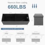 DUMOS 43in Foldable Storage Ottoman Bench, Storage Chest, End of Bed Foot Rest Stool with Padded Seat, Bedroom Bench for Living Room, Support 660lbs, Grey