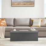 DUMOS 43in Foldable Storage Ottoman Bench, Storage Chest, End of Bed Foot Rest Stool with Padded Seat, Bedroom Bench for Living Room, Support 660lbs, Grey