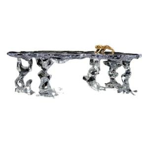 Feitian tea table platinum crystal coffee table ice sculpture transparent premium tea table