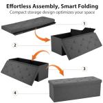 DUMOS 43in Foldable Storage Ottoman Bench, Storage Chest, End of Bed Foot Rest Stool with Padded Seat, Bedroom Bench for Living Room, Support 660lbs, Grey