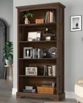 TVU 5-Tier Wooden Bookshelf, 65 Inch Tall Bookshelf with Storage, Floor Standing Modern Style Display Bookcase for Living Room, Office, Study Room, Entryway, Brown