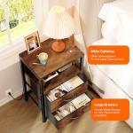 Lazzanto NightStand Bedside Charging Table Bedroom - Brown Night Stand with Charger Station, Modern Bed Side End Table with Open Shelf & 2 Fabric Drawers, USB-C Port for Dorm, Living Room