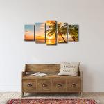 Wieco Art Cozy Sea Canvas Prints Wall Art Ocean Beach Pictures Paintings for Living Room Bathroom Home Decorations Modern 5 Piece Stretched and Framed Grace Contemporary Seascape Giclee Artwork