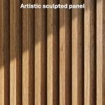 BELLEZE 65 Inch Fluted Buffet Cabinet with Storage, Symmetrical Arc Accent Sideboard Large Console Table for Dining Room, Kitchen, and Living Room (Caramel Brown)