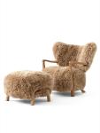 Living room North American black walnut double armrest lamb wool single sofa chair