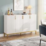 Tribesigns Modern Storage Cabinet, 59 Inch Console Cabinet Sideboard Buffet Cabinet with 4 Doors & Gold Metal Base