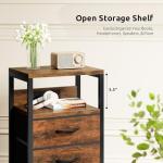 Lazzanto NightStand Bedside Charging Table Bedroom - Brown Night Stand with Charger Station, Modern Bed Side End Table with Open Shelf & 2 Fabric Drawers, USB-C Port for Dorm, Living Room