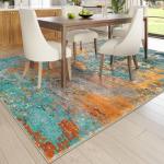 Lahome Modern Abstract Area Rugs 9x12 Living Room Rug, Washable Rugs for Living Room Bedroom Low Pile Non Slip, Colorful Large Soft Indoor Carpet for Dining Room Table Apartment Classroom