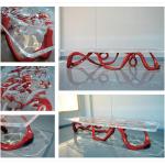 Feitian tea table platinum crystal coffee table ice sculpture transparent premium tea table