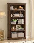TVU 5-Tier Wooden Bookshelf, 65 Inch Tall Bookshelf with Storage, Floor Standing Modern Style Display Bookcase for Living Room, Office, Study Room, Entryway, Brown