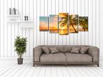 Wieco Art Cozy Sea Canvas Prints Wall Art Ocean Beach Pictures Paintings for Living Room Bathroom Home Decorations Modern 5 Piece Stretched and Framed Grace Contemporary Seascape Giclee Artwork