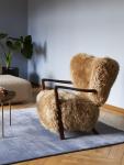 Living room North American black walnut double armrest lamb wool single sofa chair