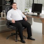 MALOL Ergonomic PU Leather Office Chair with Flip-Up Armrests & Reclining Backrest, 300lbs Thick Padded Seat Executive Desk Chair-Adjustable Height & Tilt Tension, Brown, Black