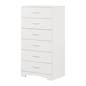 South Shore Step One 6-Drawer Lingerie Chest Pure White, Contemporary