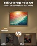 EZVALO Picture Light for Wall, 4800mAh Rechargeable Wireless Remote Lights, 16'' Dimmable Magnetic LED Art Painting Light with 3 Color Temps, Display for Gallery, Living Room, Bedroom, Hallway (Gold)