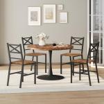 MAHANCRIS Dining Chair Set of 2, Rustic Wooden Kitchen Chairs with Backrest, Farmhouse Dining Chairs for Kitchen, Industrial Style Chair with Metal Frame, Easy Assembly, Rustic Brown TBHR1001