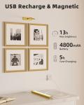 EZVALO Picture Light for Wall, 4800mAh Rechargeable Wireless Remote Lights, 16'' Dimmable Magnetic LED Art Painting Light with 3 Color Temps, Display for Gallery, Living Room, Bedroom, Hallway (Gold)