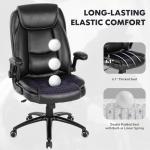 MALOL Ergonomic PU Leather Office Chair with Flip-Up Armrests & Reclining Backrest, 300lbs Thick Padded Seat Executive Desk Chair-Adjustable Height & Tilt Tension, Brown, Black