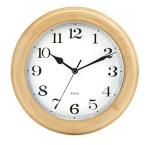 Kesin Wooden Analog Wall Clock, 11 inches Round Wall Clocks Battery Operated Silent Non-Ticking, Large Roman Numerals, Traditional Design for Kitchen Living Room Classroom Gym, Natural Grain