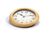Kesin Wooden Analog Wall Clock, 11 inches Round Wall Clocks Battery Operated Silent Non-Ticking, Large Roman Numerals, Traditional Design for Kitchen Living Room Classroom Gym, Natural Grain
