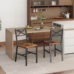 MAHANCRIS Dining Chair Set of 2, Rustic Wooden Kitchen Chairs with Backrest, Farmhouse Dining Chairs for Kitchen, Industrial Style Chair with Metal Frame, Easy Assembly, Rustic Brown TBHR1001